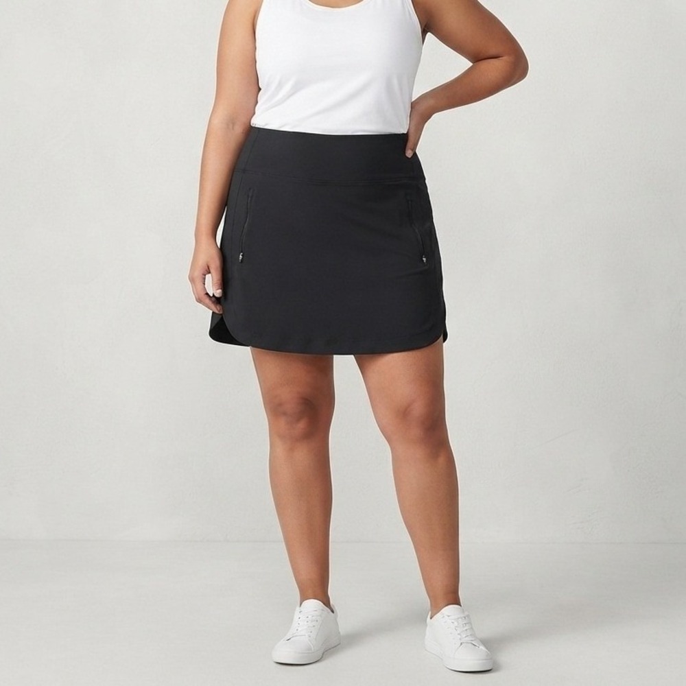 Athleta Fairway Golf Skort 16 Black Active Skirt Zipper Pockets Plus Size 3X